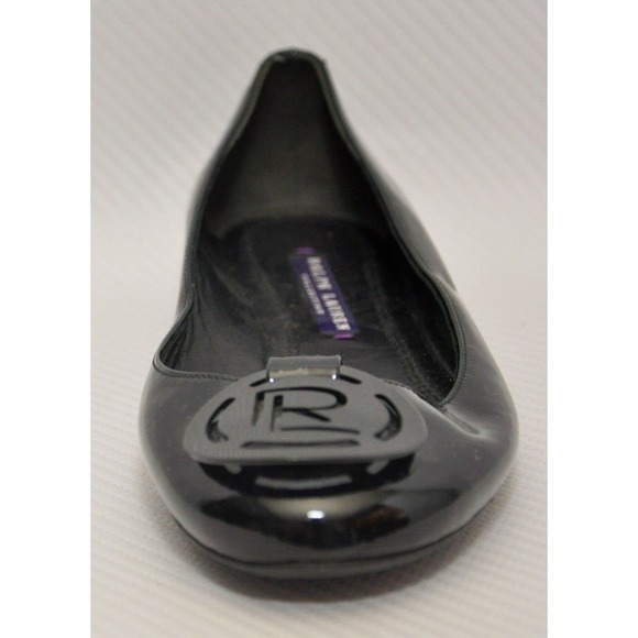 Ralph Lauren Collection Patent Leather Logo Ballet Flat Black 36/6 $650 New
